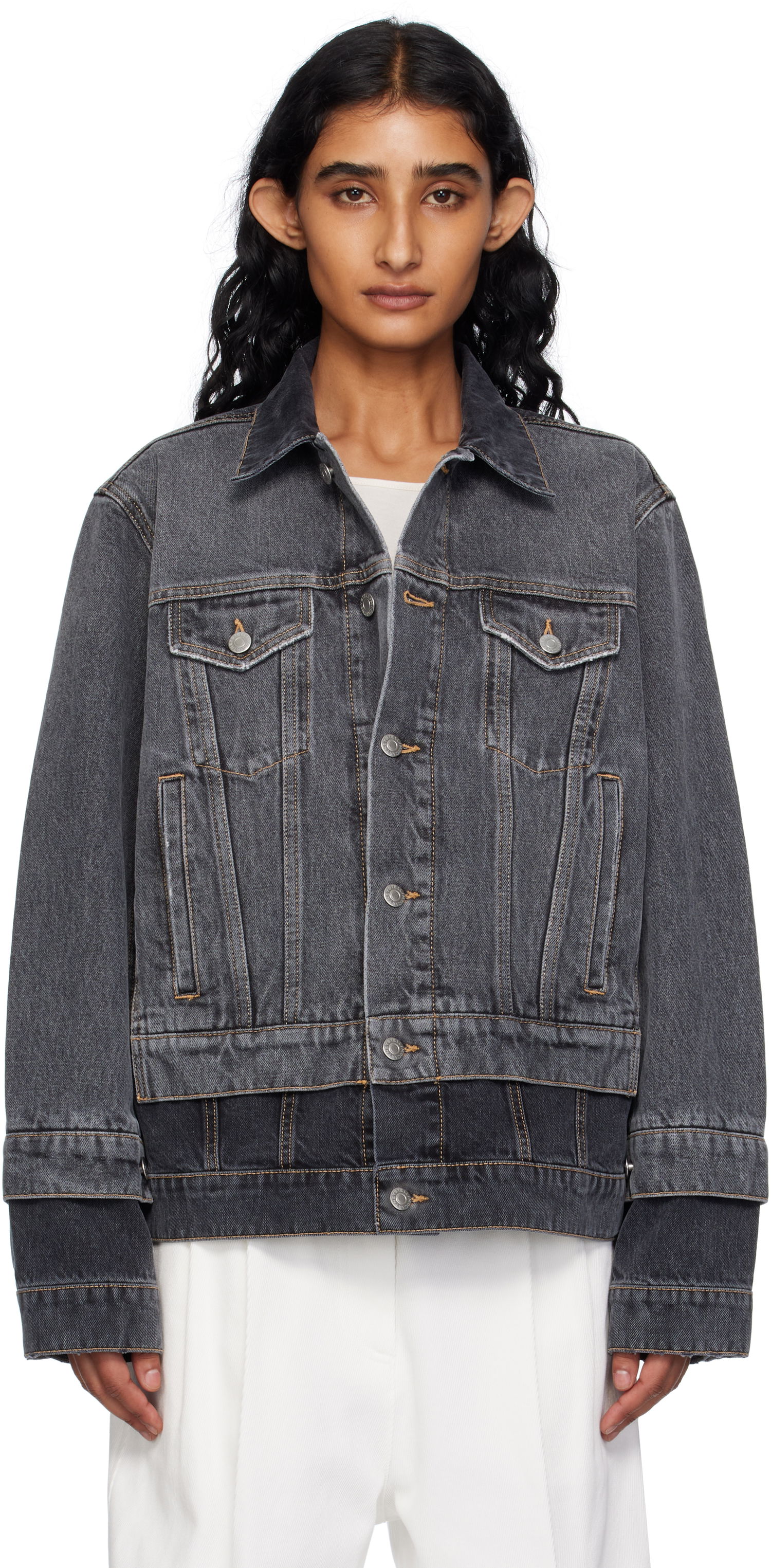Bunda Stella McCartney Stella McCartney Tonal Panelled Denim Jacket Šedá | 6D03443SQH30, 0