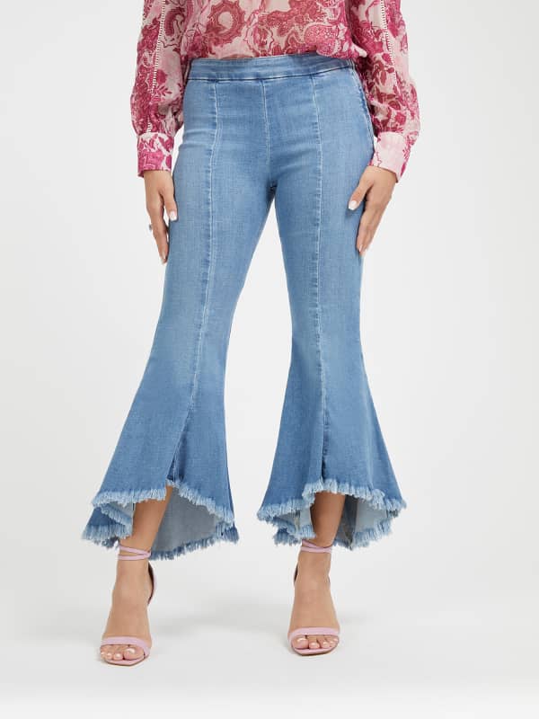 Nohavice a džínsy GUESS Flare Denim Pant Tyrkysová | W92A27D3920, 0