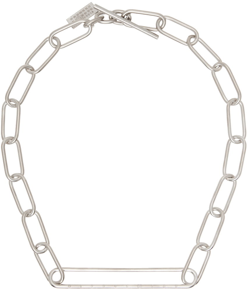Náhrdelník Maison Margiela MM6 Silver Metal Elongated Necklace Šedá | SM6UU0056 P6630, 0