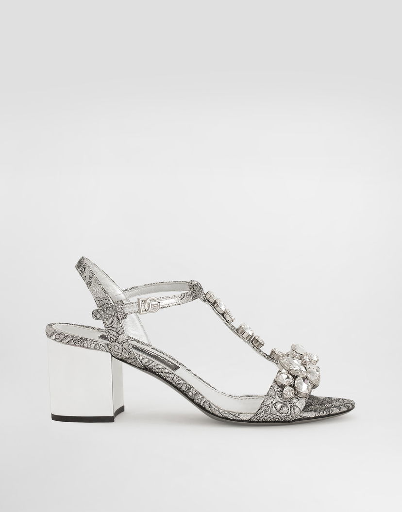 Tenisky a topánky Dolce & Gabbana Dolce & Gabbana Brocade Sandals With Stones Embroidery Metalická | CR1921AS2038D708