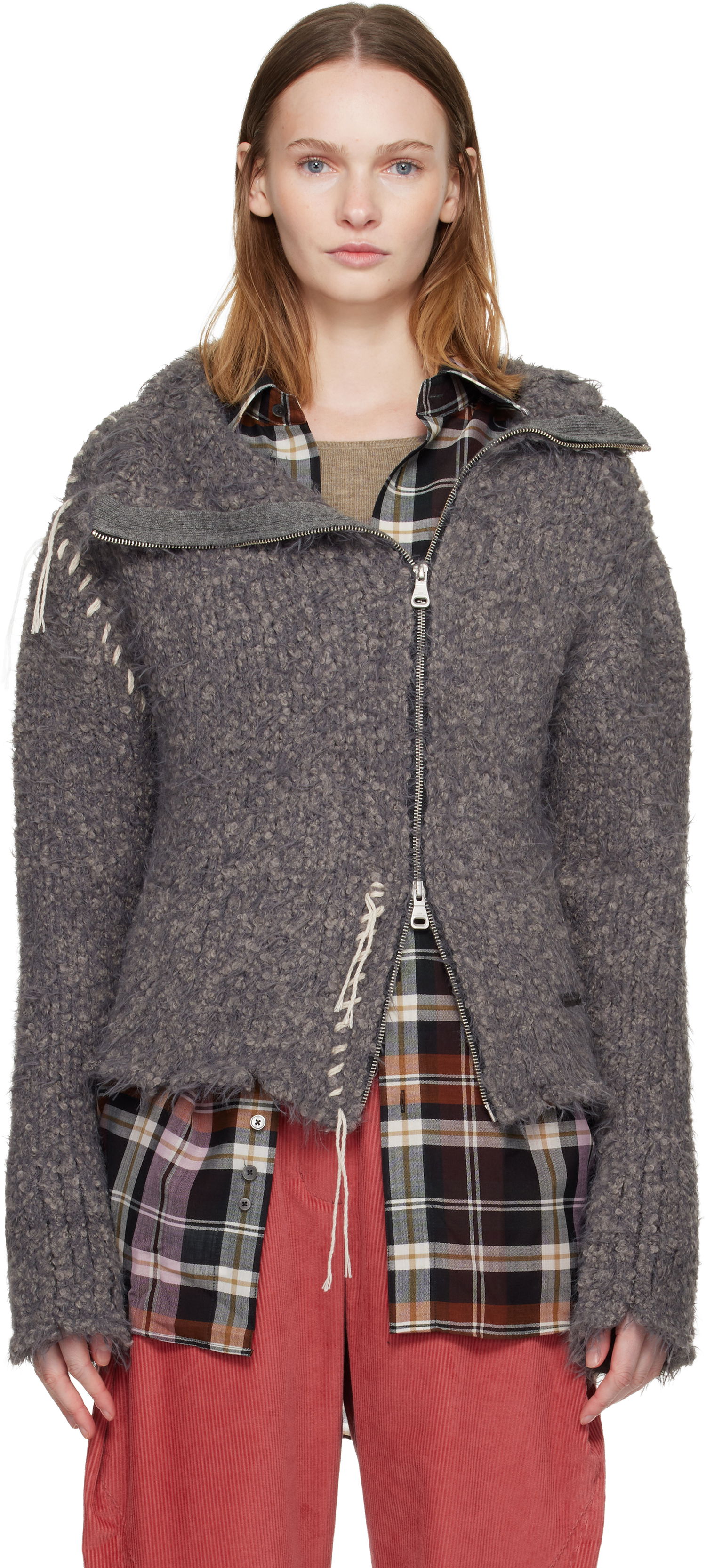 Bunda Andersson Bell Harlow Damaged Knit Jacket Šedá | atb1388w, 0