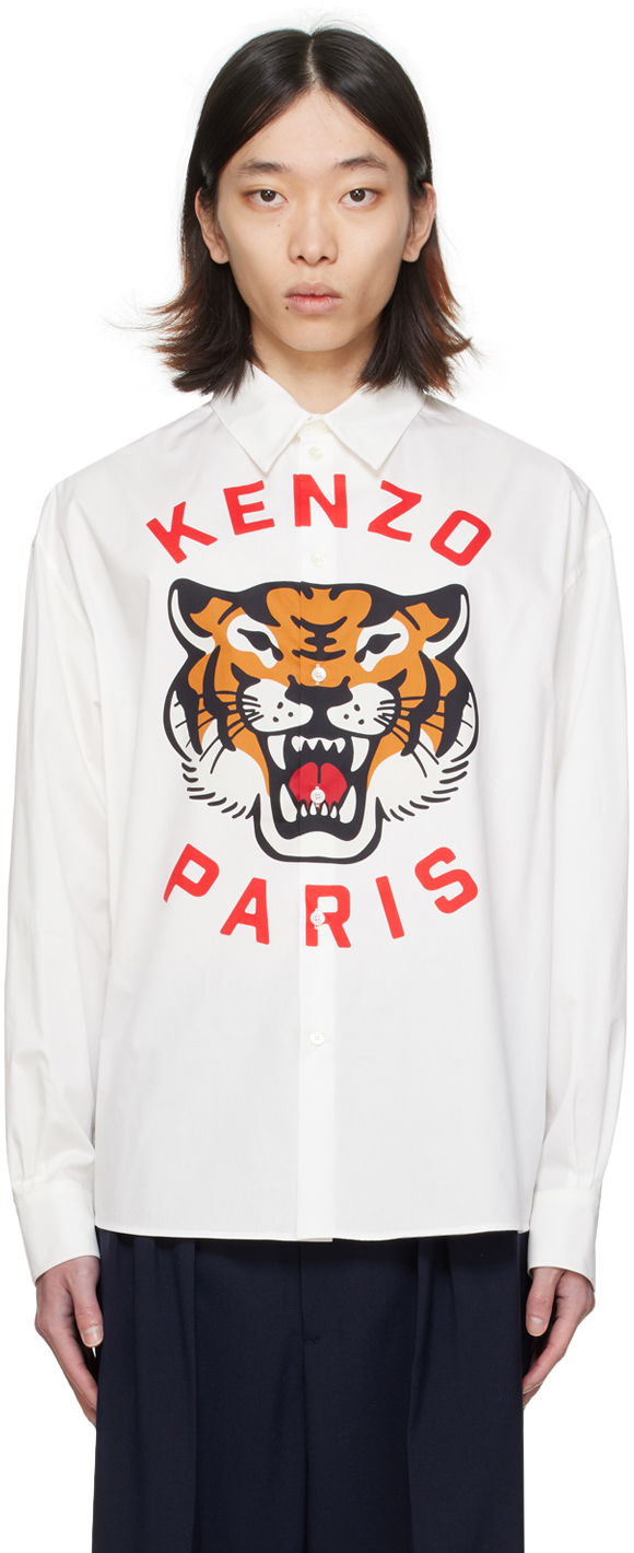 Košeľa KENZO Paris Lucky Tiger Shirt Biela | FE55CH4209P7