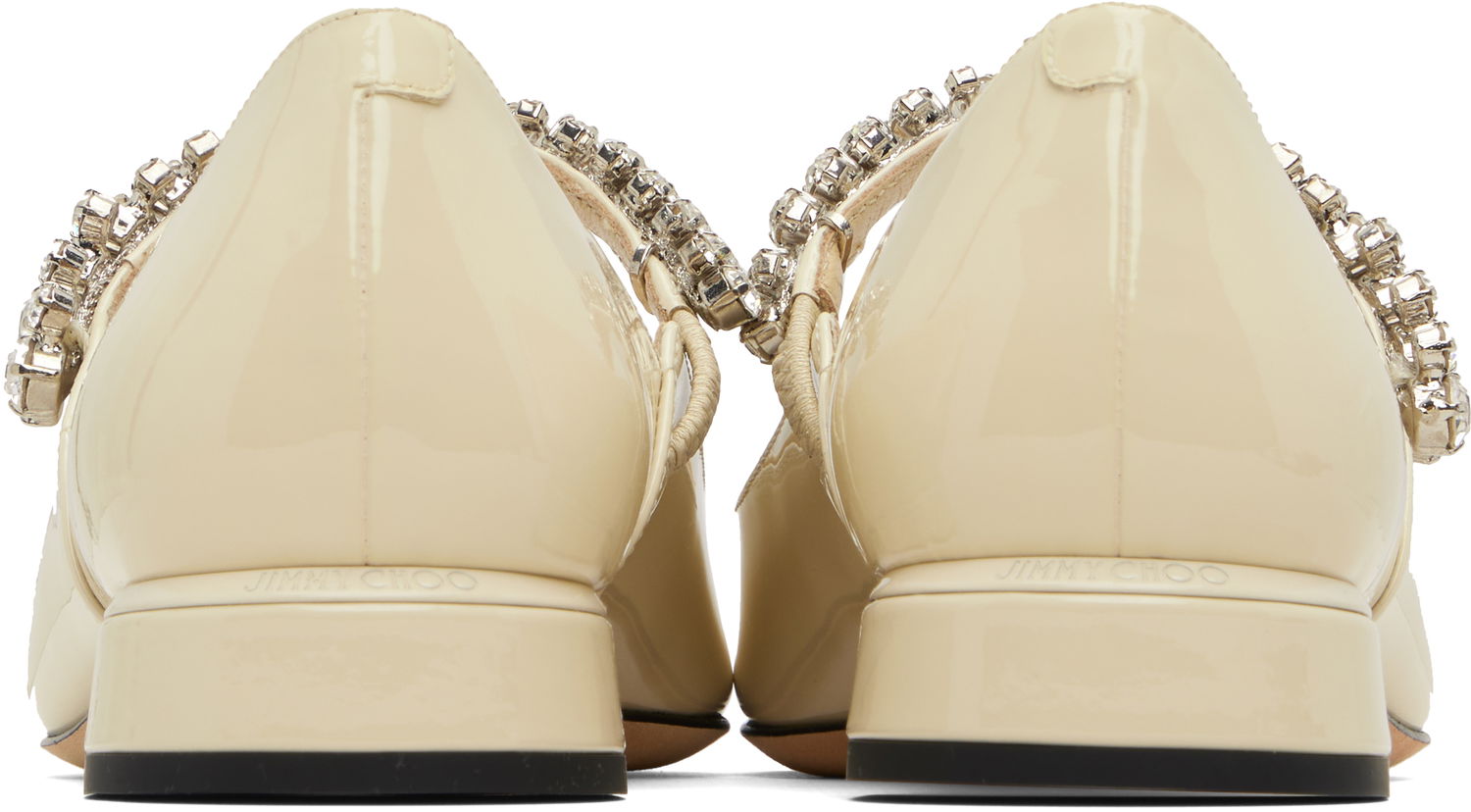 Tenisky a topánky Jimmy Choo Bing Patent Leather Crystal-Embellished Ballerina Flats Béžová | BING PUMP FLAT, 1