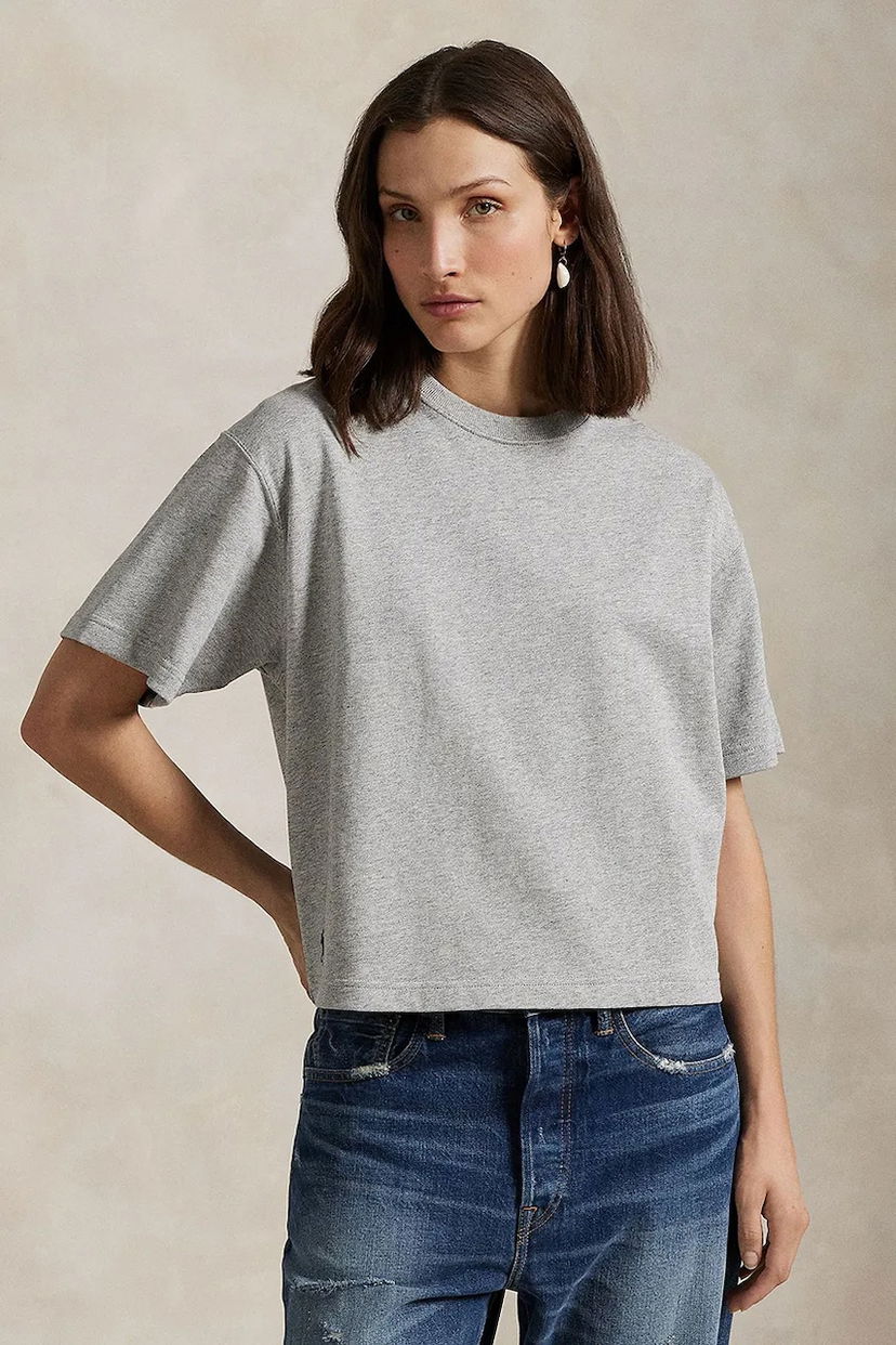 Crop Top Polo by Ralph Lauren Polo Ralph Lauren Cropped T-Shirt Šedá | 211967106