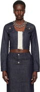 Jean Paul Gaultier 'The Contrasting Lace-Up' Cropped Denim Jacket