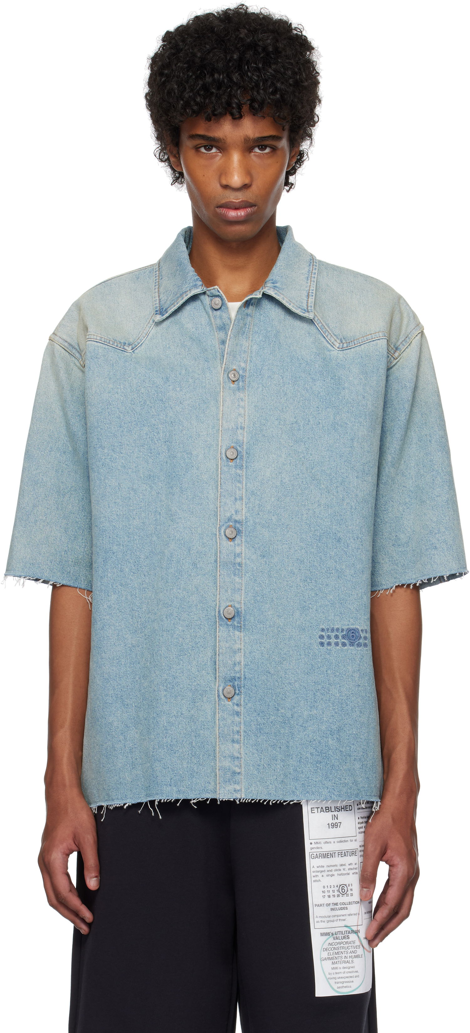 Košeľa Maison Margiela MM6 Maison Margiela Short Sleeve Denim Shirt Modrá | SH0DR0006 M30019, 0