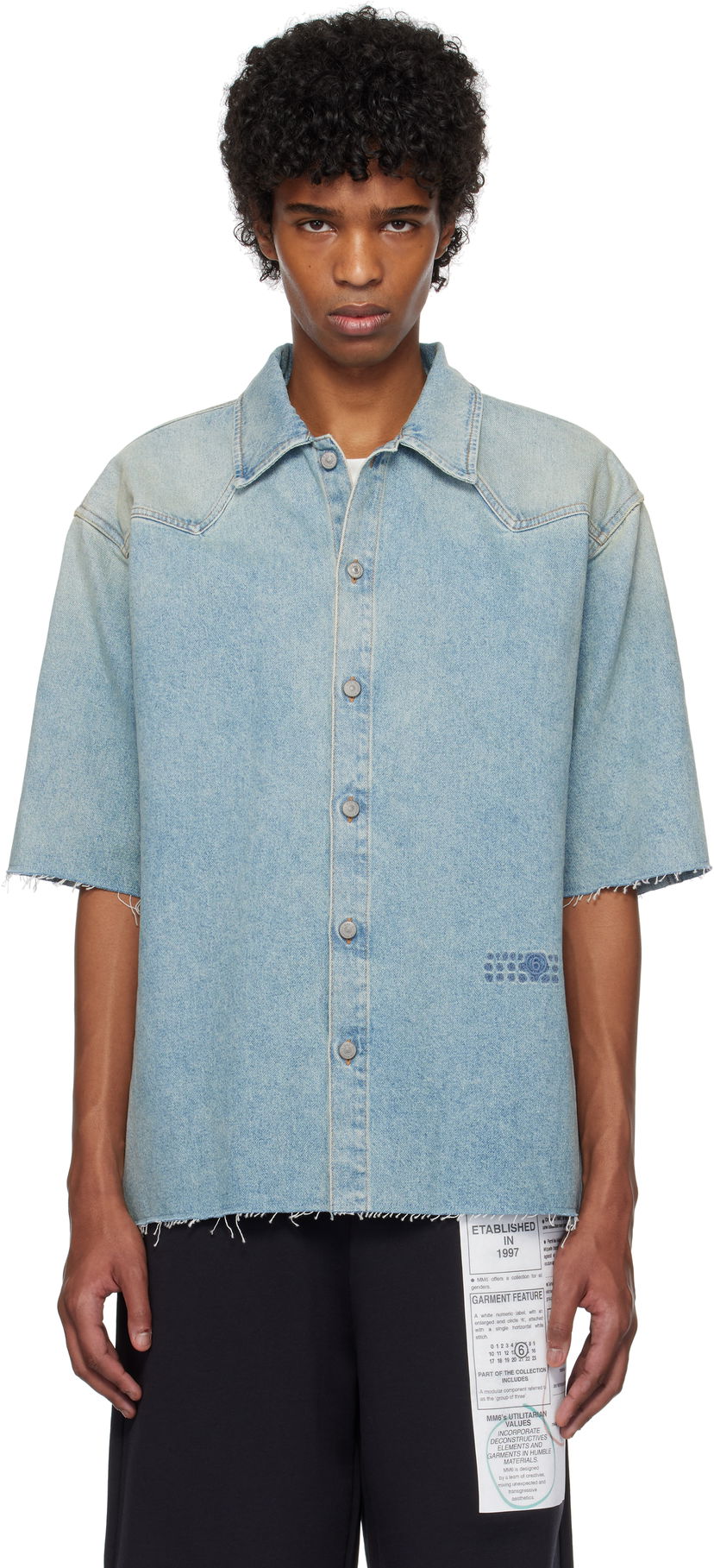 Košeľa Maison Margiela MM6 Maison Margiela Short Sleeve Denim Shirt Modrá | SH0DR0006 M30019