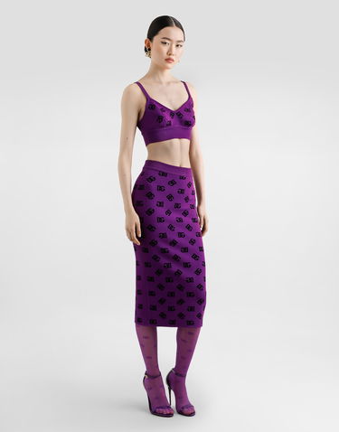 Crop Top Dolce & Gabbana DG Monogram Jacquard Top Fialová | FXT05TJGMB3F1540, 3