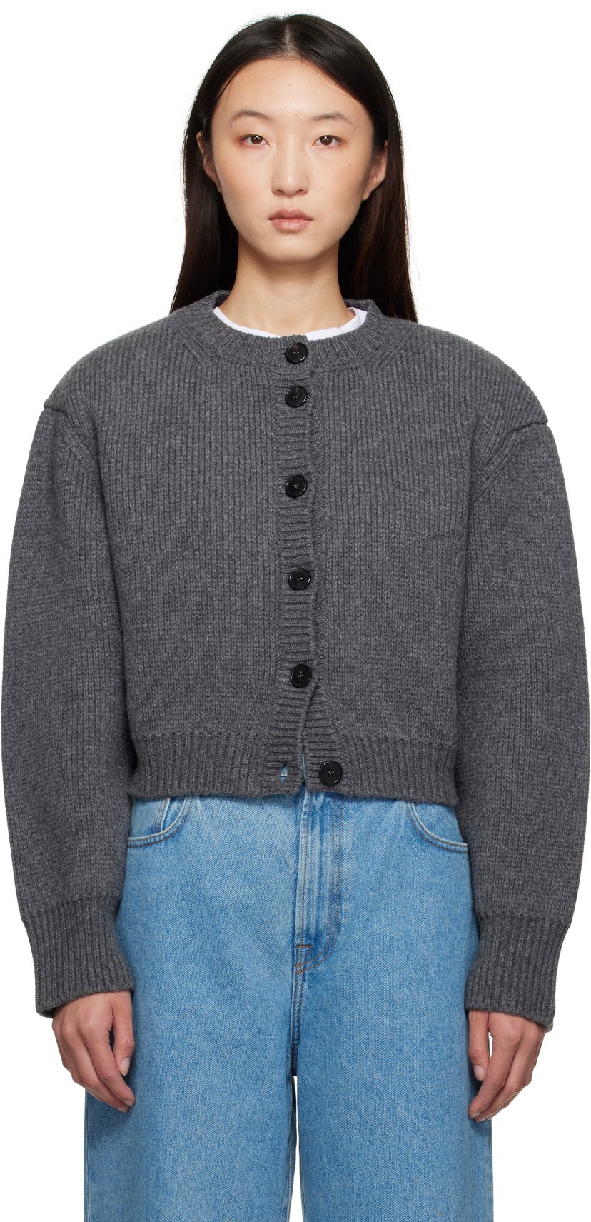 Sveter Róhe Róhe Statement Shoulder Cardigan Šedá | 416-23-312