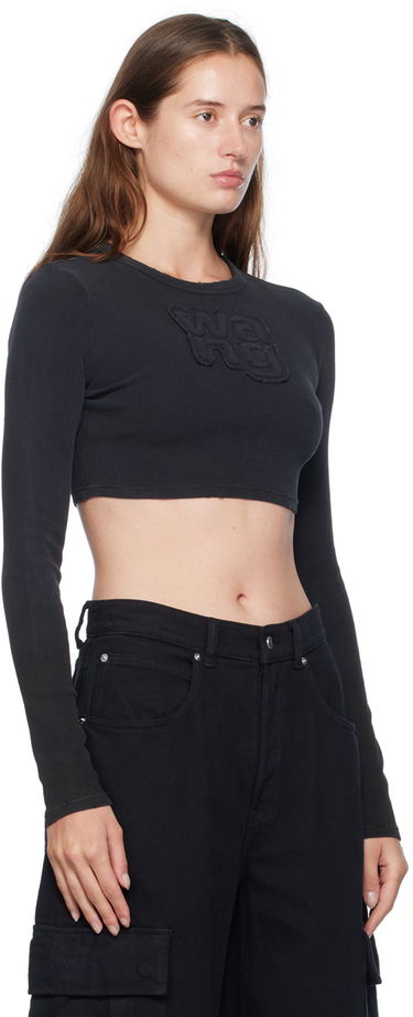Crop Top Alexander Wang Crewneck Long Sleeve Crop Top Čierna | 4CC3241474, 1