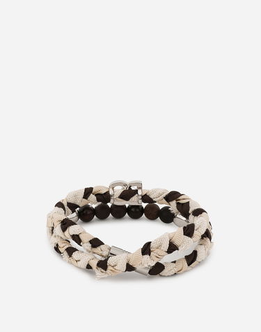 Náramok Dolce & Gabbana Braided Fabric Bracelet With Wooden Beads Rôznofarebný | WBQ5P0W111187579, 2