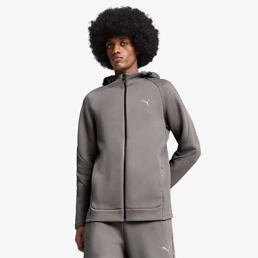 Mikina Puma EVOSTRIPE Full-Zip Hoodie Šedá | 684613-79