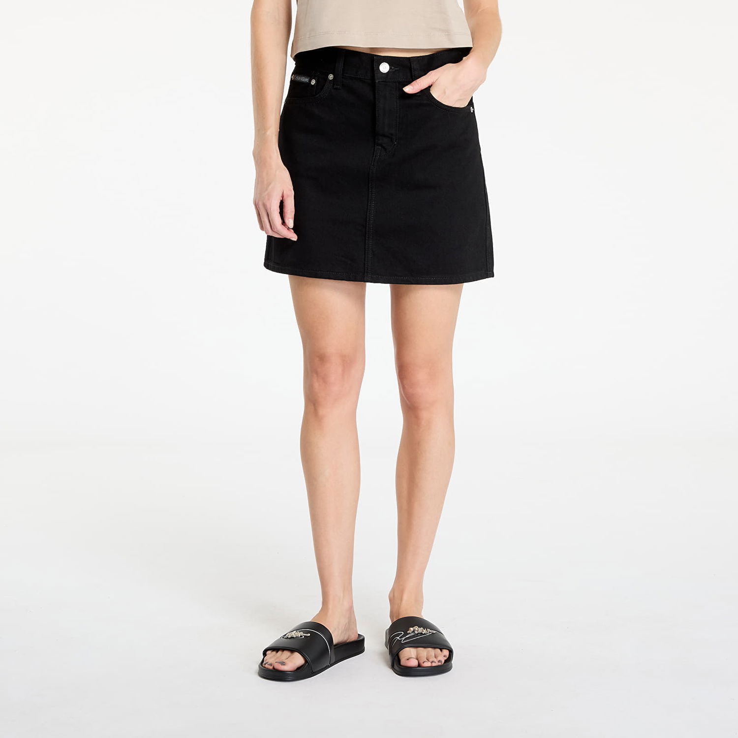 Sukňa CALVIN KLEIN Hero High Rise Mini Skirt Denim Classic Black Čierna | 00040WL738 JW4, 0