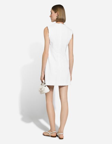 Šaty Dolce & Gabbana Short Cotton Tweed Dress Biela | F6JKDTHUMT9W0800, 2