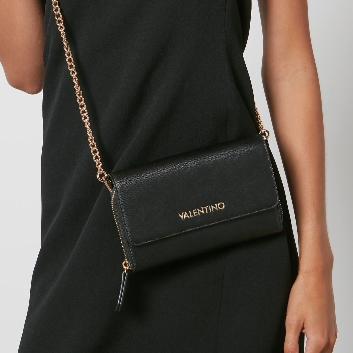 Peňaženka Valentino Faux Leather Shoulder Bag With Chain Strap Čierna | VPS7B3212001, 1