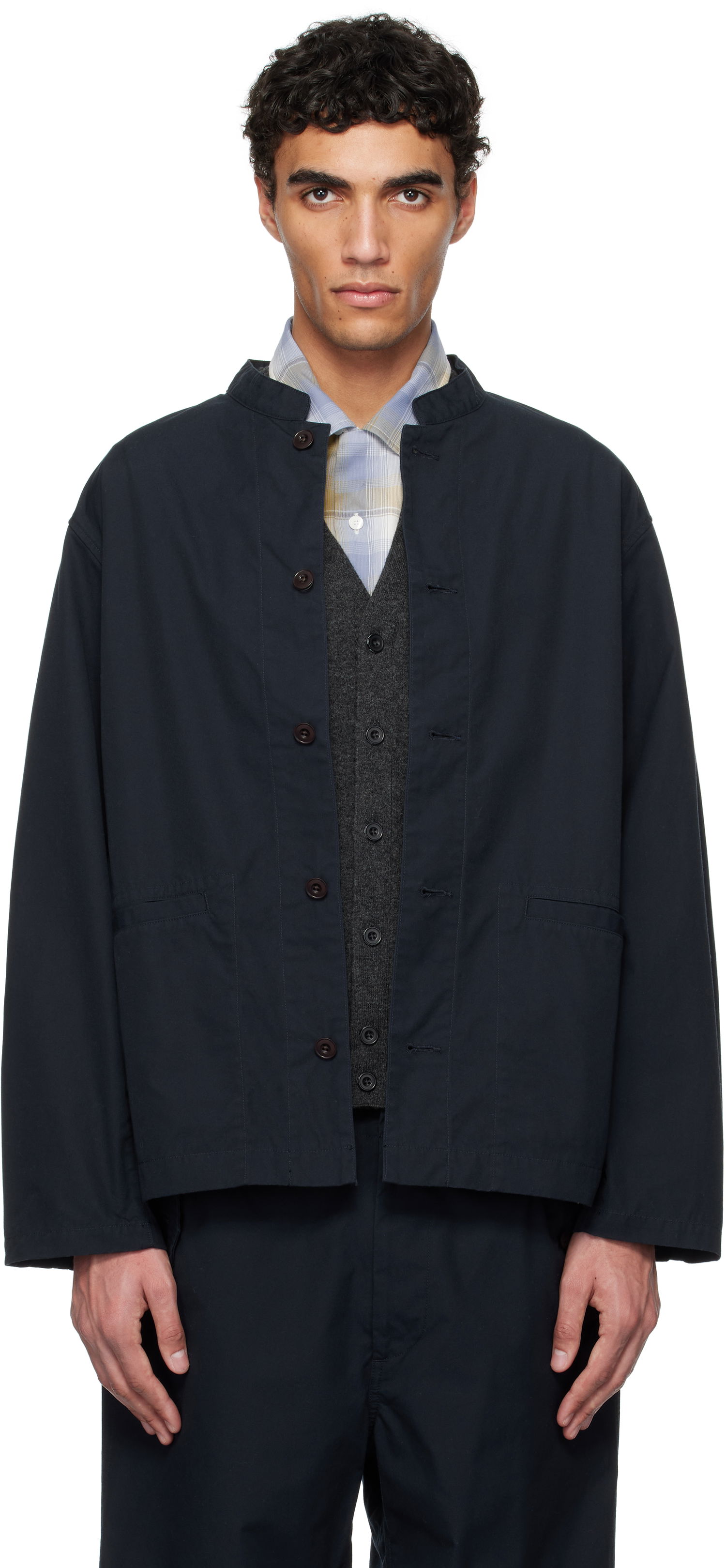 Bunda NANAMICA nanamica Band Collar Shirt Jacket Navy | S25SA106U, 0