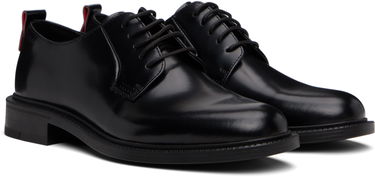 Doplnky BOSS Derby Leather Shoes with Logo Detail Čierna | 50548654, 4