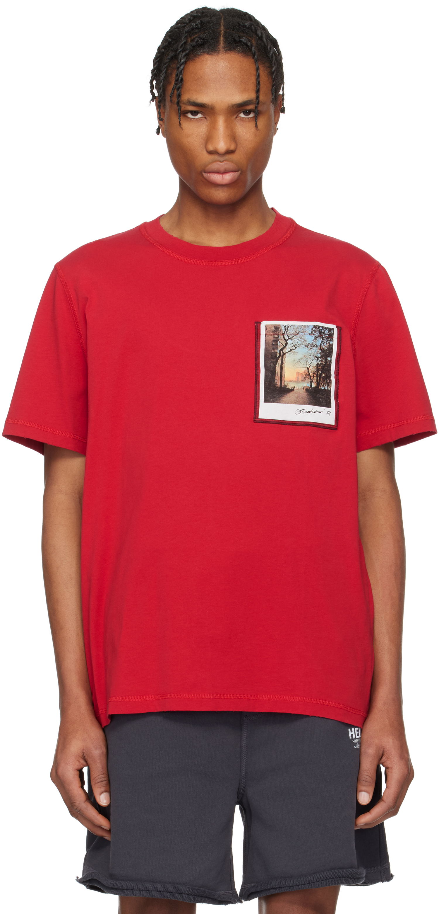 Tričko Helmut Lang Helmut Lang River Postcard T-Shirt Červená | O10HM517, 0
