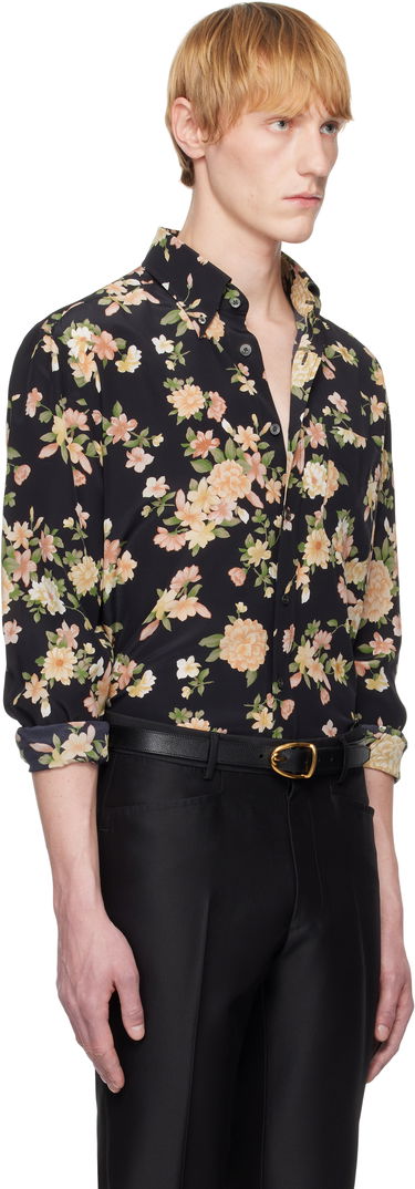 Košeľa Tom Ford Tom Ford Crepe De Chine Floral Print Fluid Fit Shirt Čierna | HRO003-FMS043S25, 4