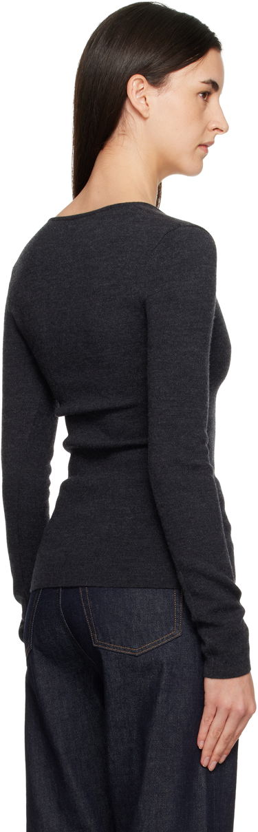 Sveter TOTEME Long-Sleeve Scoop Neck Compact Knit Top Šedá | 254-WRT0571-YA0128, 2