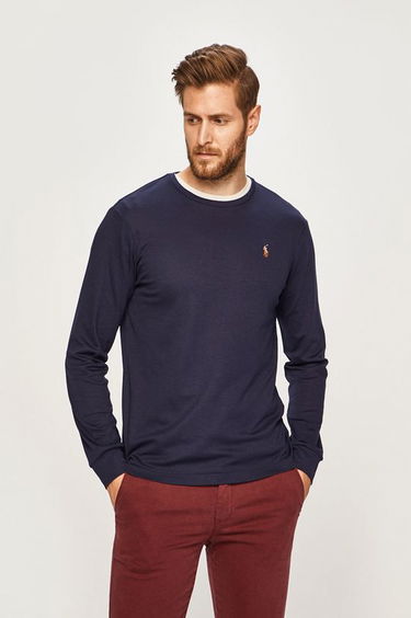 Tričko Polo by Ralph Lauren Long Sleeve Cotton Custom Tee Navy | 710760121003, 0