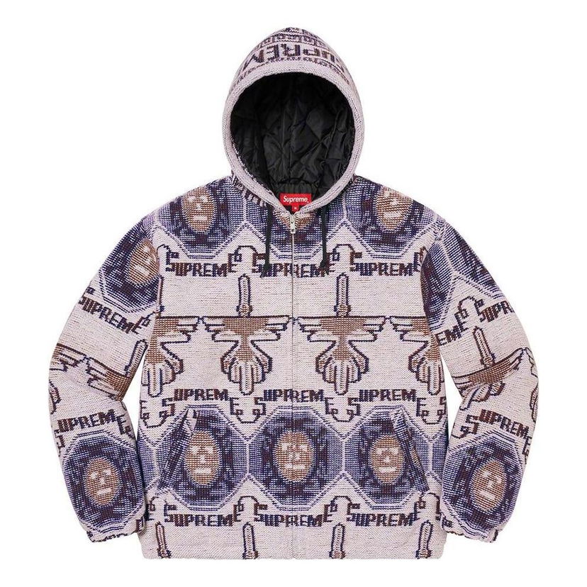 Mikina Supreme Woven Pattern Hooded Jacket Fialová | SUP-FW22-264