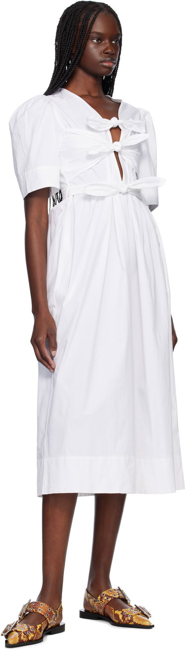 Šaty GANNI GANNI Stretch Cotton Tie Strap Midi Dress Biela | W0306, 3