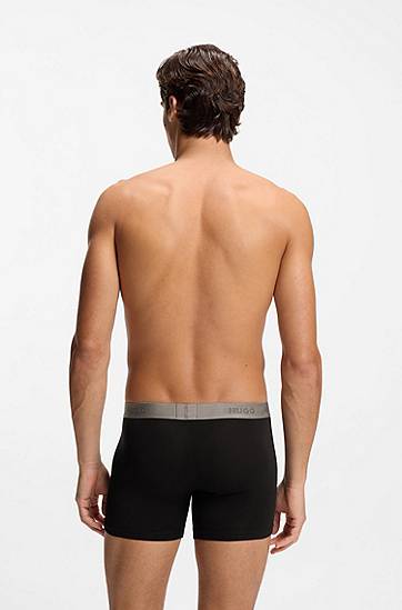 Boxerky BOSS Three-pack of stretch cotton boxer briefs with all-over print Šedá | 50549177, 1