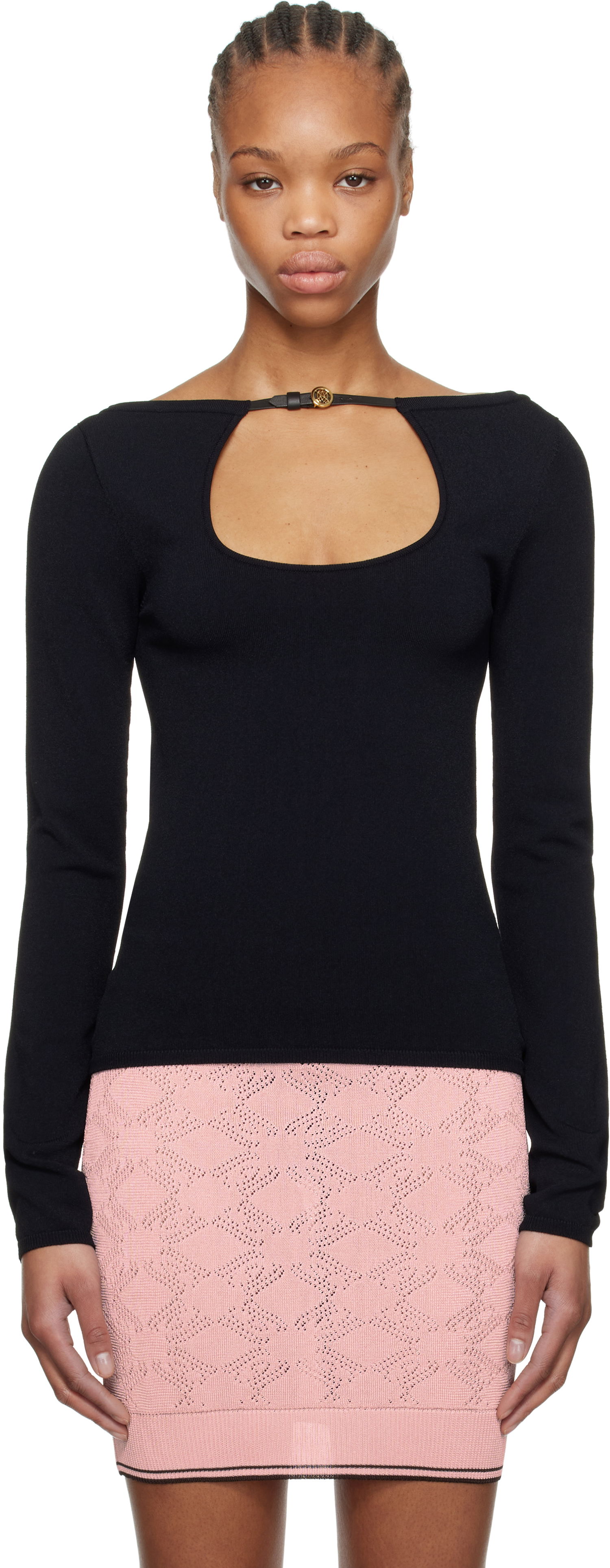 Sveter AMIRI AMIRI Long Sleeve Keyhole T-Shirt Čierna | AWKNLS1004, 0