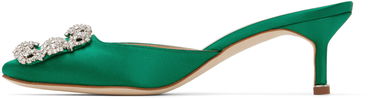 Šperky Manolo Blahnik Manolo Blahnik Hangisimu 50 Satin Mules Zelené | 9XX-0722, 2