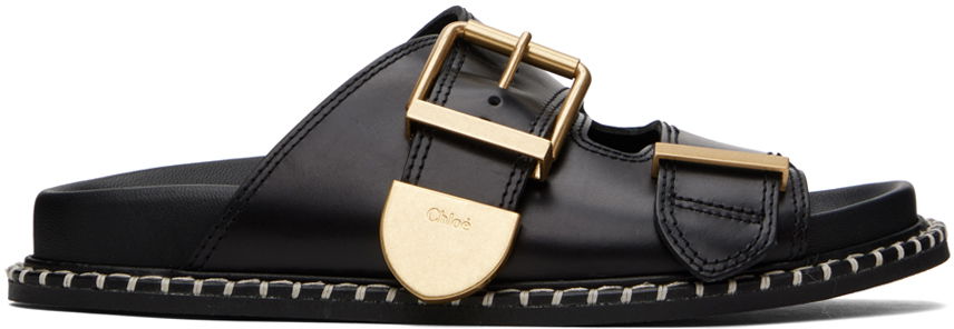 Tenisky a topánky CHLOÉ Rebecca Leather Slide Sandals Čierna | CHC24S981D1, 0