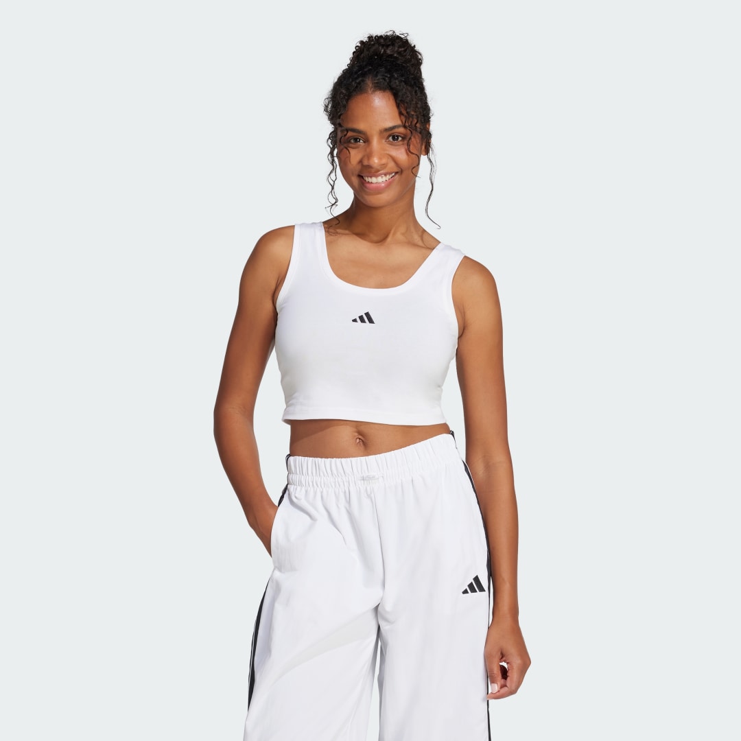 Tielko adidas Performance Essentials Small Logo Cotton Crop Tank Top Biela | JD0545, 0