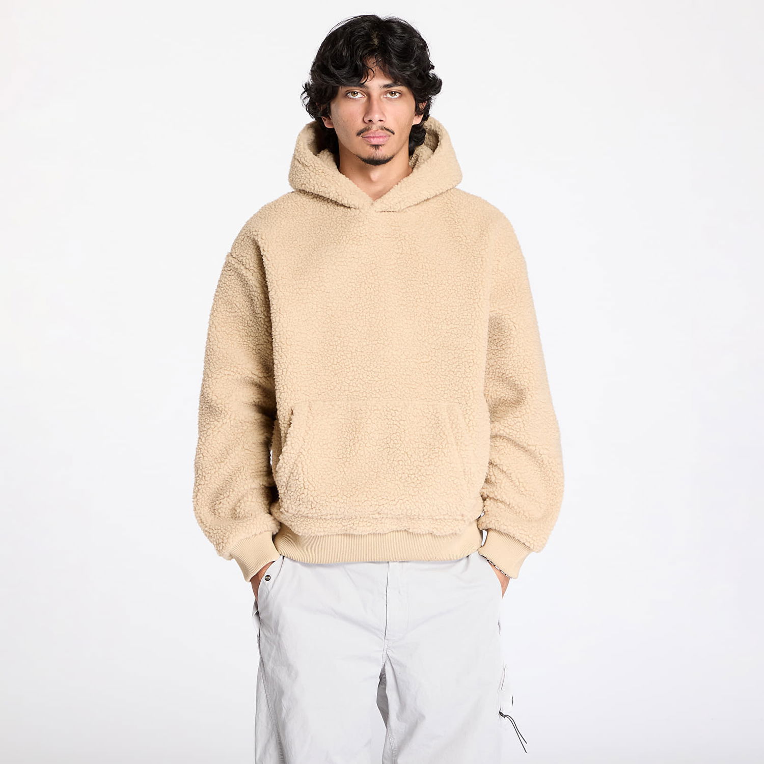 Mikina Urban Classics Urban Classics Oversized Teddy Hoodie Béžová | TB7265-03738, 0