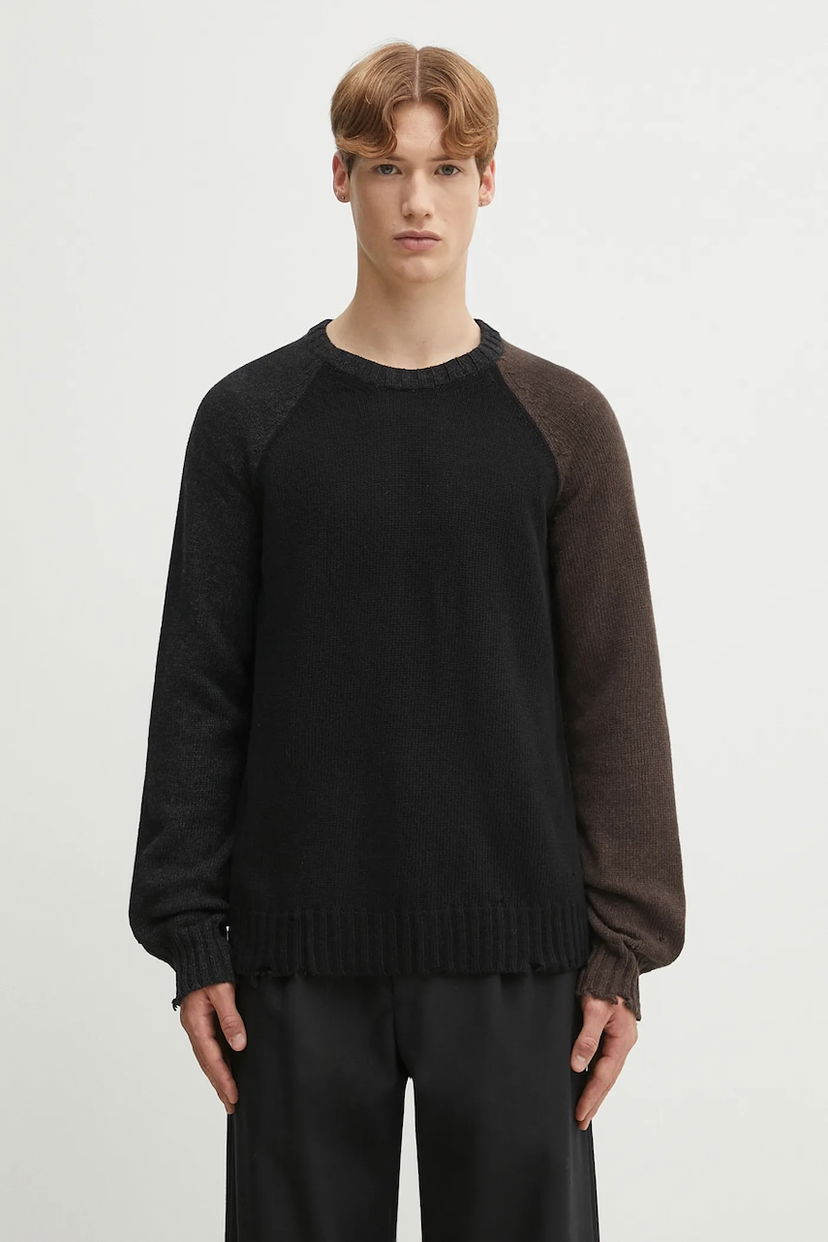 Sveter Maison Margiela MM6 Maison Margiela Two-Tone Distressed Sweater Čierna | SH2HL0028.M13160.961