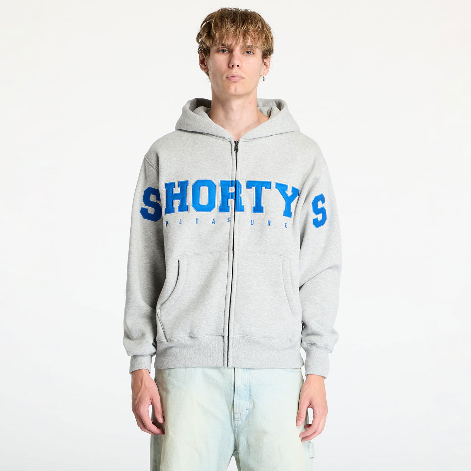 Mikina Pleasures Wave Zip Hoodie Heather Grey Šedá | P24F017 GREY, 0