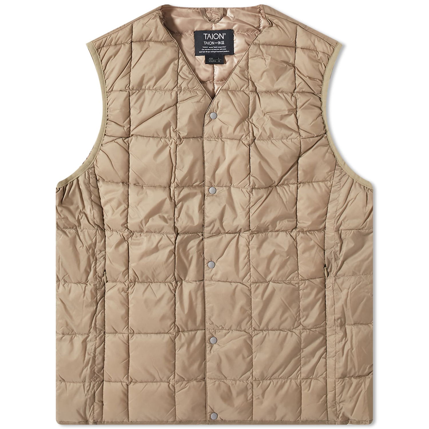 Vesta TAION V-Neck Down Vest Béžová | TAION-W001-KHK, 0