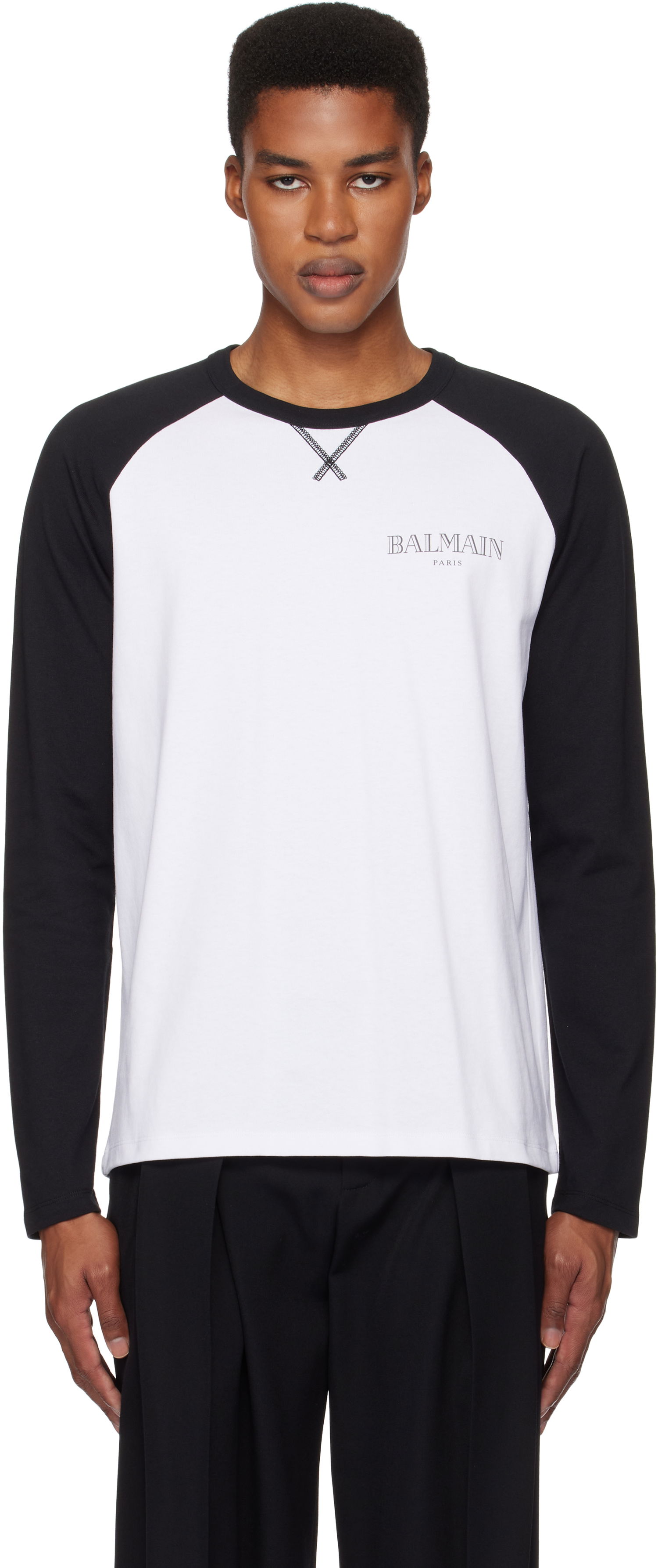 Tričko Balmain Long Sleeve Raglan T-Shirt Biela | DH0EK055GE07, 0