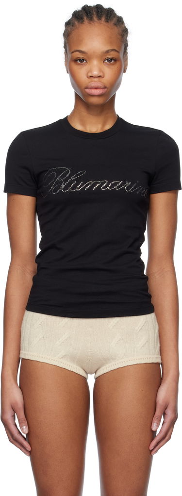 Tričko Blumarine Blumarine Rhinestone Embroidered T-Shirt Čierna | P522T082A, 0