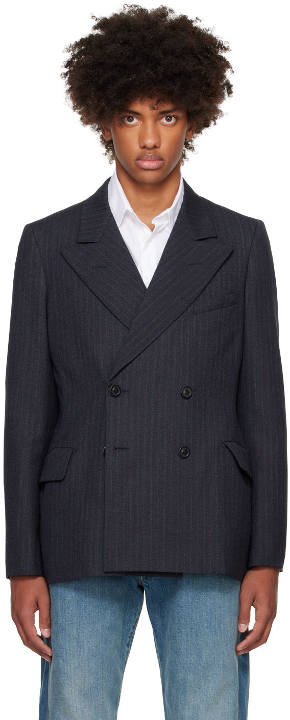 Bunda Maison Margiela Pinstripe Double-Breasted Blazer Šedá | S50BN0527 S60444, 0