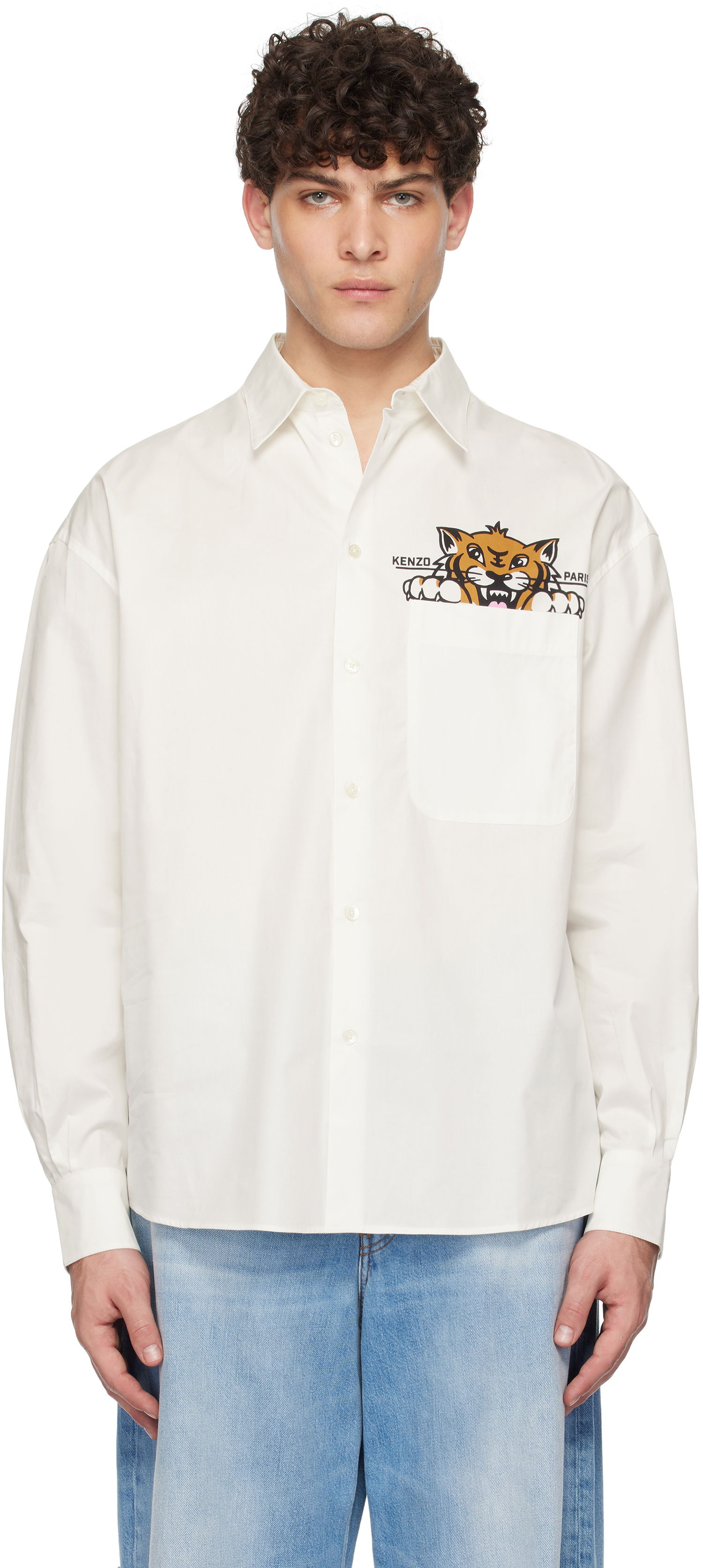 Košeľa KENZO Tiger Pocket Casual Shirt Biela | FF55CH4299P3, 0
