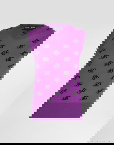 Tielko Dolce & Gabbana Wool And Silk DG Logo Knit Tank Top Fialová | FXT04TJGMB2F1540, 0