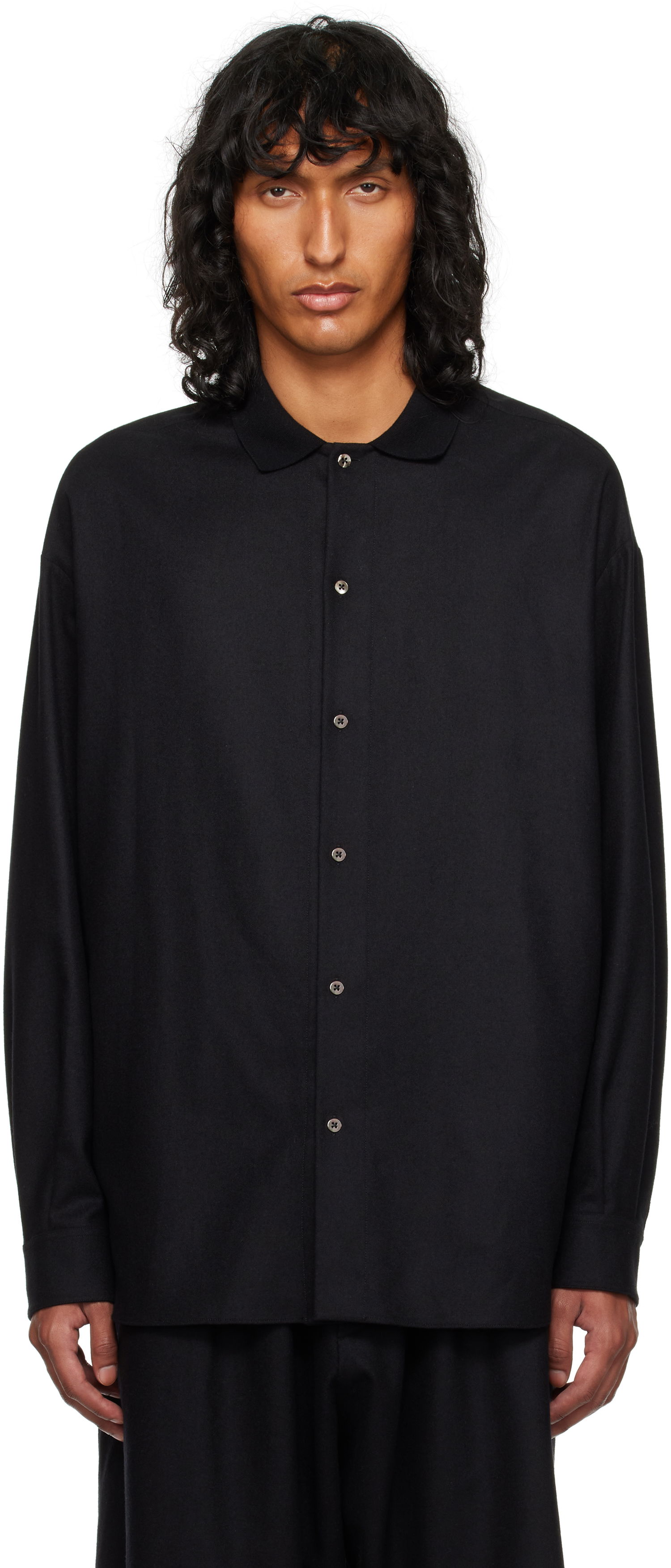 Košeľa The Row Oversized Wool Shirt Čierna | 827-W3301, 0
