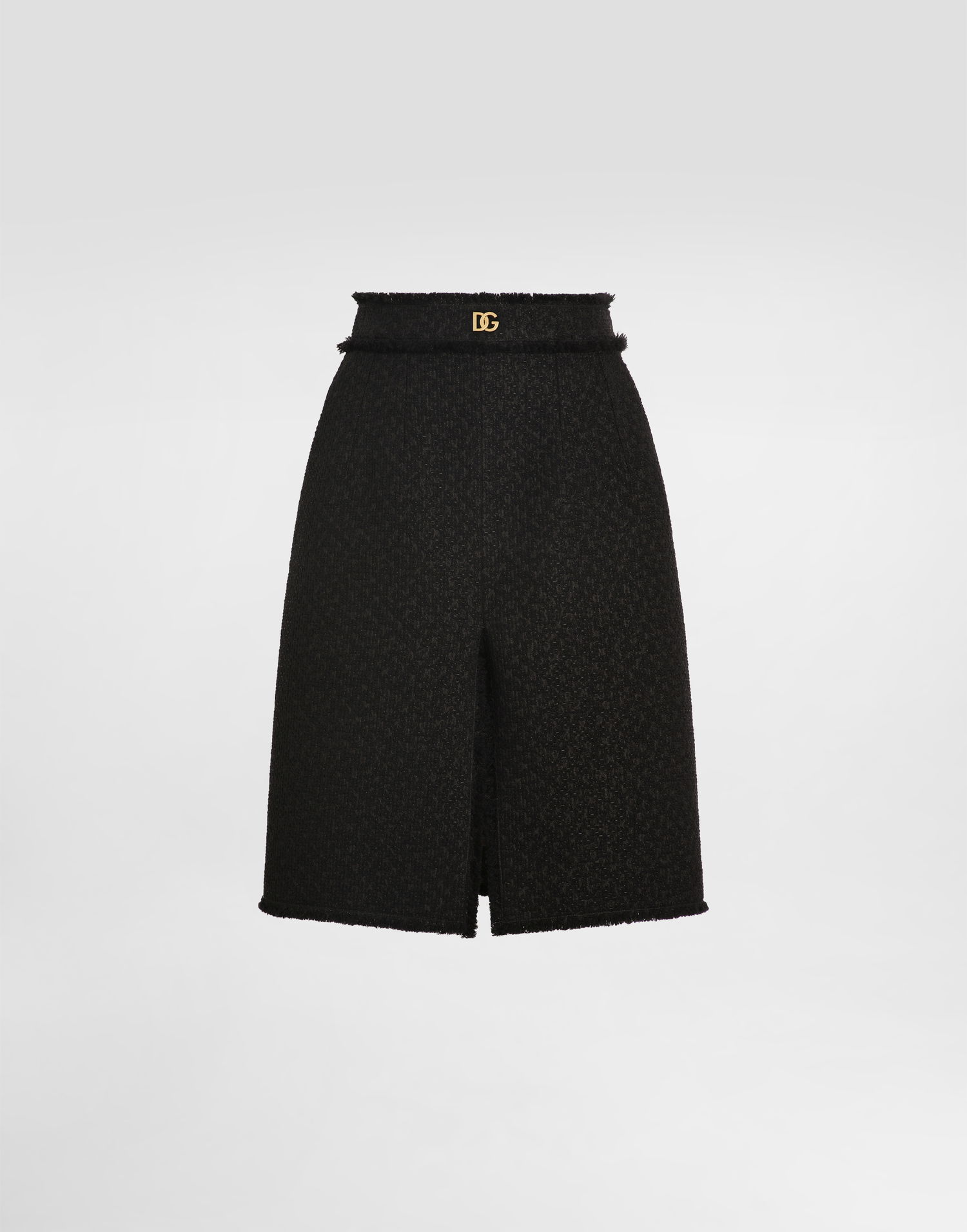 Sukňa Dolce & Gabbana Dolce & Gabbana Raschel Tweed Midi Skirt with Central Slit and DG Logo Čierna | F4C2DTGDCLWN0000, 0