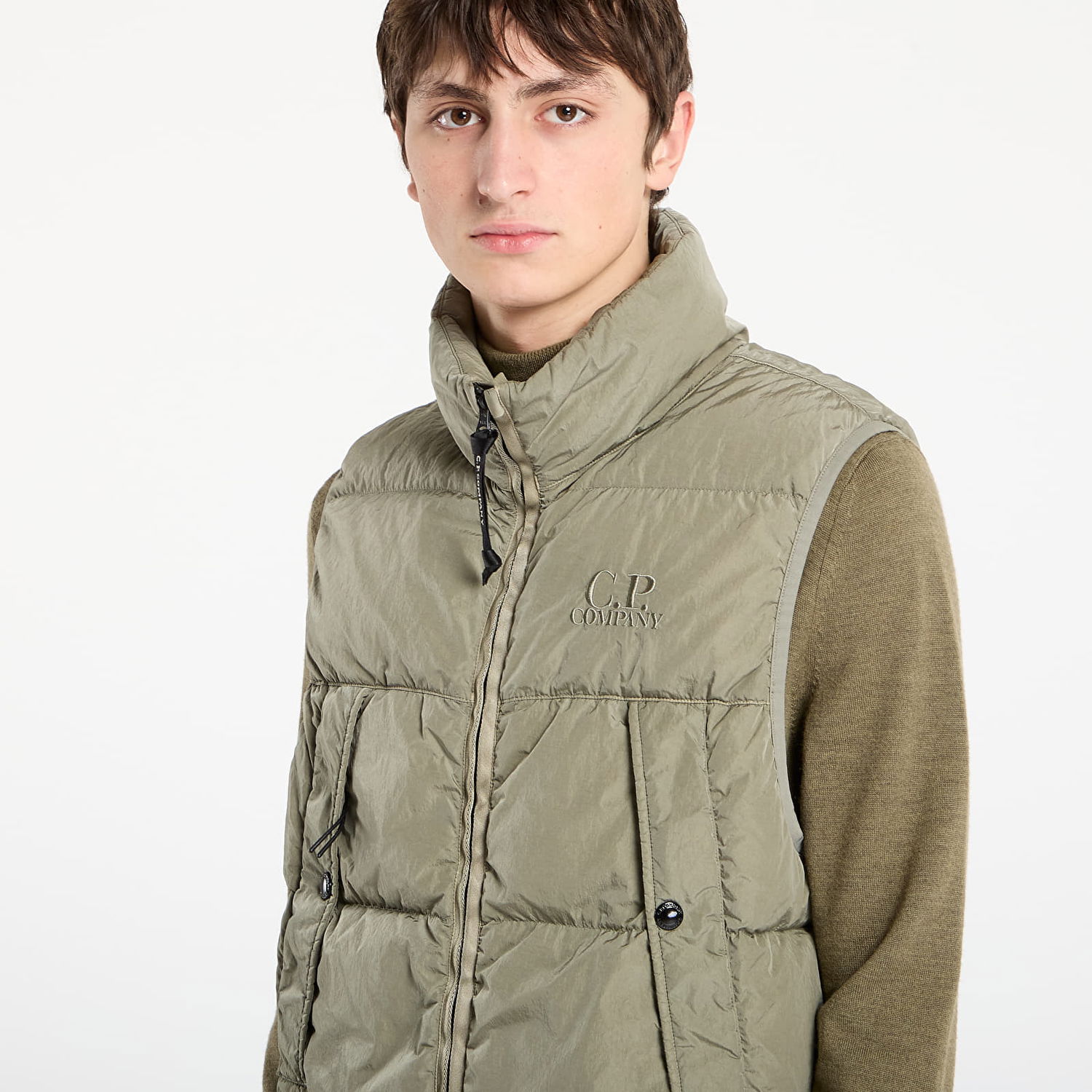 Vesta C.P. Company High-collar Puffer Vest Zelené | 19CMVE149A005904G-356, 1