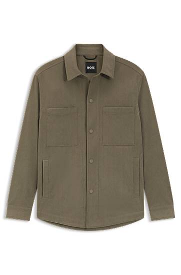 Bunda BOSS Relaxed-fit jacket in performance corduroy Zelené | 50549389