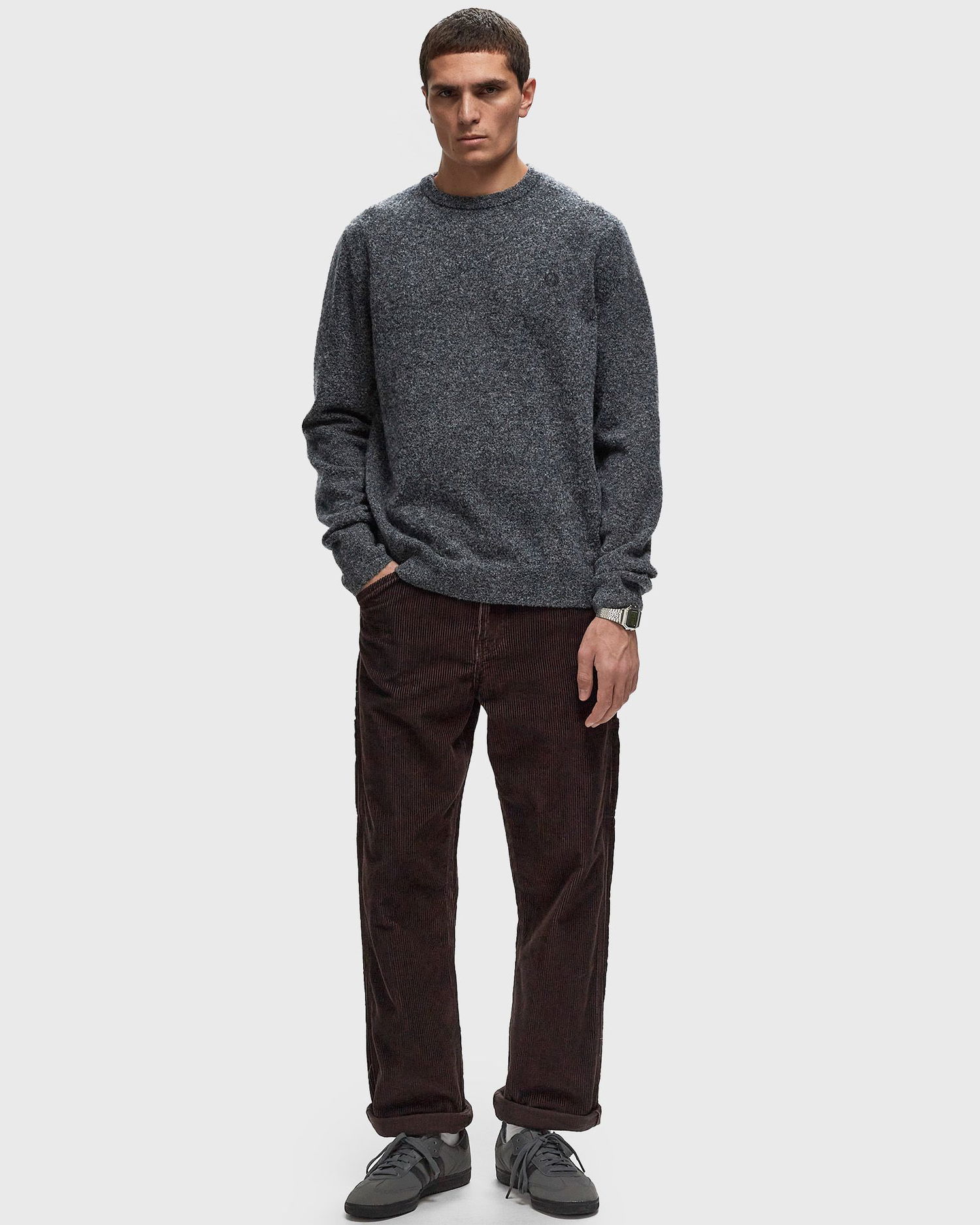 Sveter Fred Perry Boucle Crew Neck Jumper Šedá | K8553-X55, 1