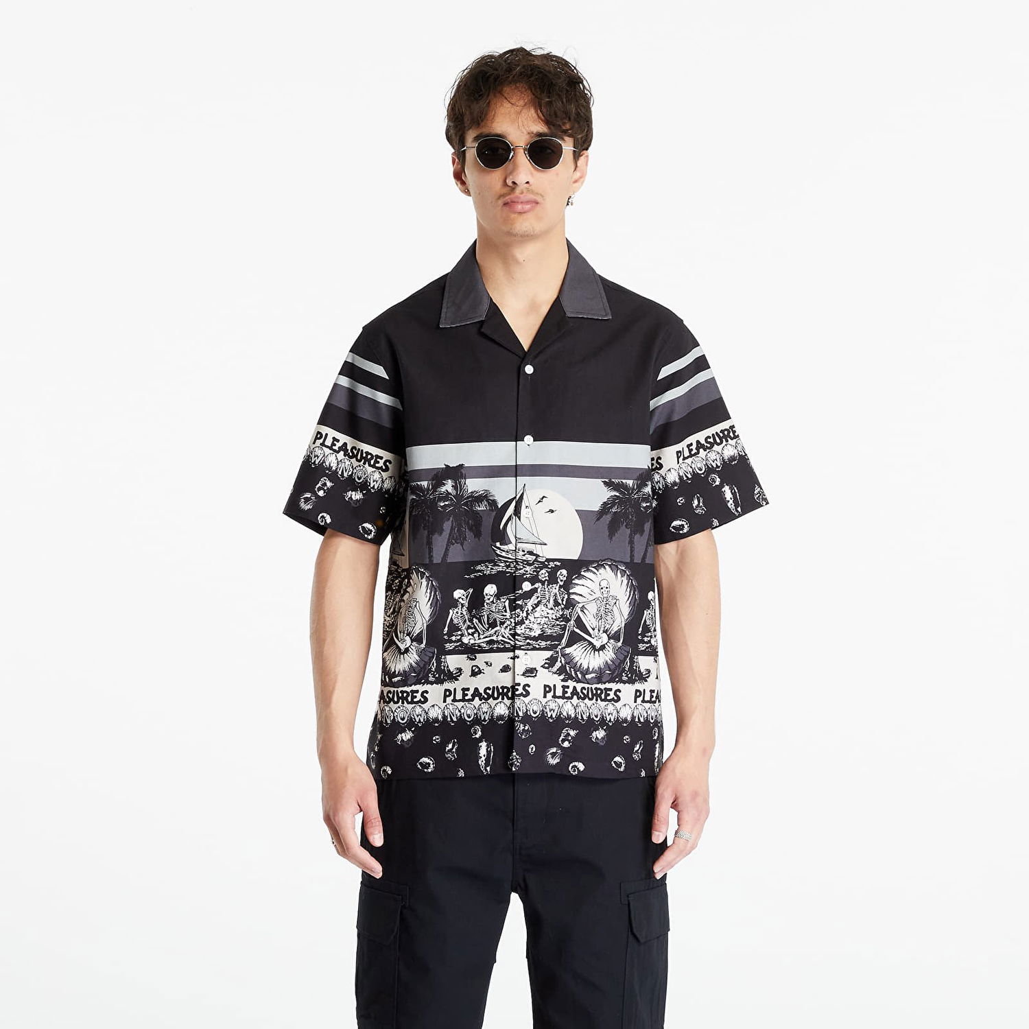 Košeľa Pleasures Beach Button Down Shirt Čierna | P23SU019 BLACK, 0