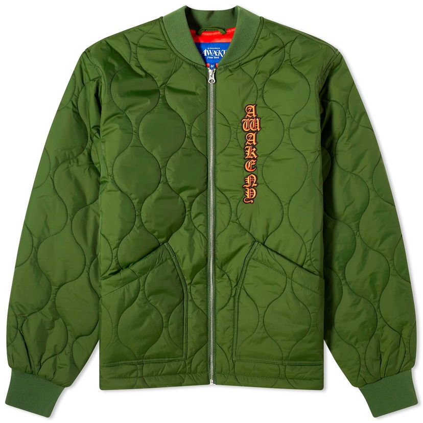 Bunda Awake NY Cobra Quilted Bomber Jacket Zelené | AWK-FW23-OT003-FST