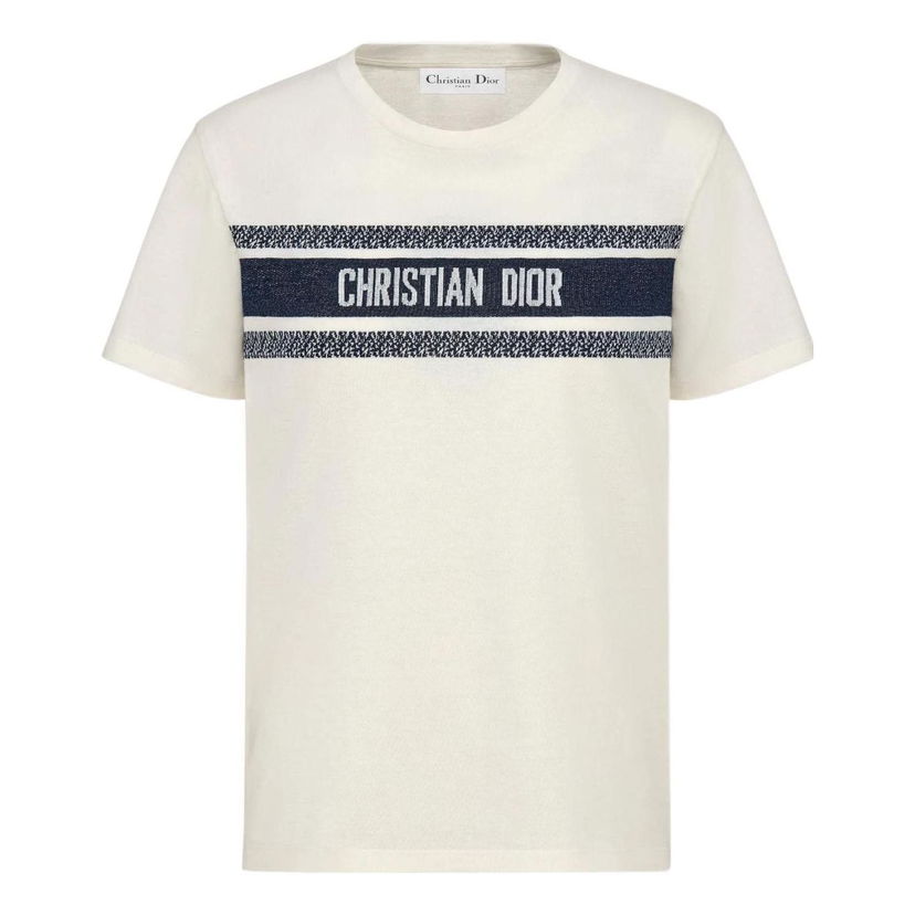 Tričko Dior Round Neck Short Sleeve T-Shirt Biela | 143T04A4043-X0200
