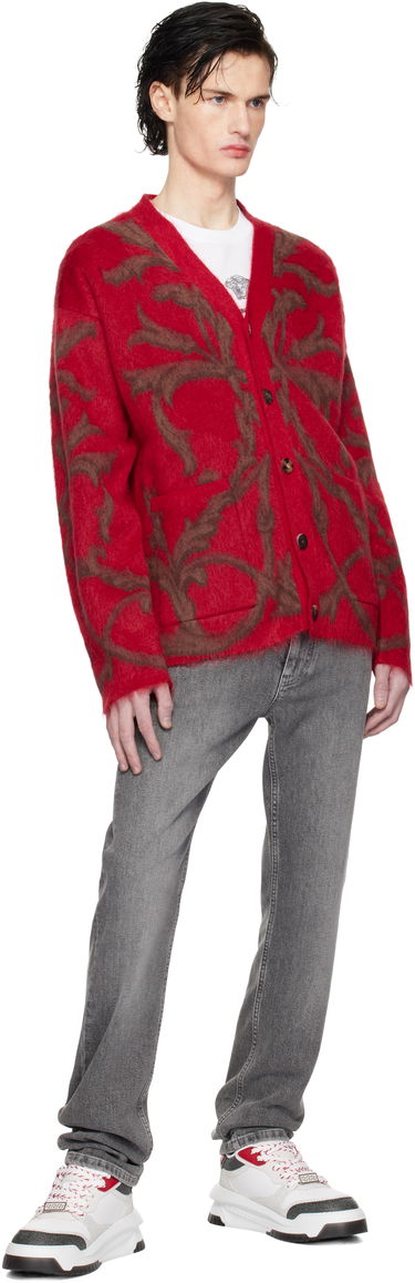 Sveter Versace Mohair-Blend Cardigan With Baroque Print Červená | 1017300_1A12243, 3